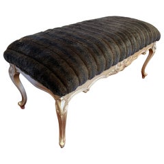 Faux Mink Fur Bench Window Seat Bench Chair