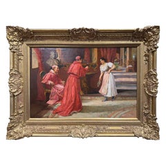 19th Century Italian Cardinal Oil Painting in Giltwood Frame Signed S. Novo