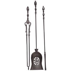 Set of English Regency Polished Steel and Hand Chased Fire Tools, Circa 1780 4