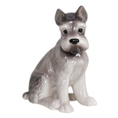 Gray Ceramic Schnauzer Dog Figure