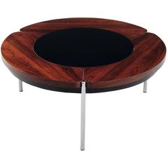 Round Coffee Table in Rosewood and Glass 11