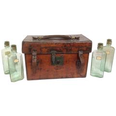 Antique Wine Sample Case Farrow & Jackson Leather, 19th Century