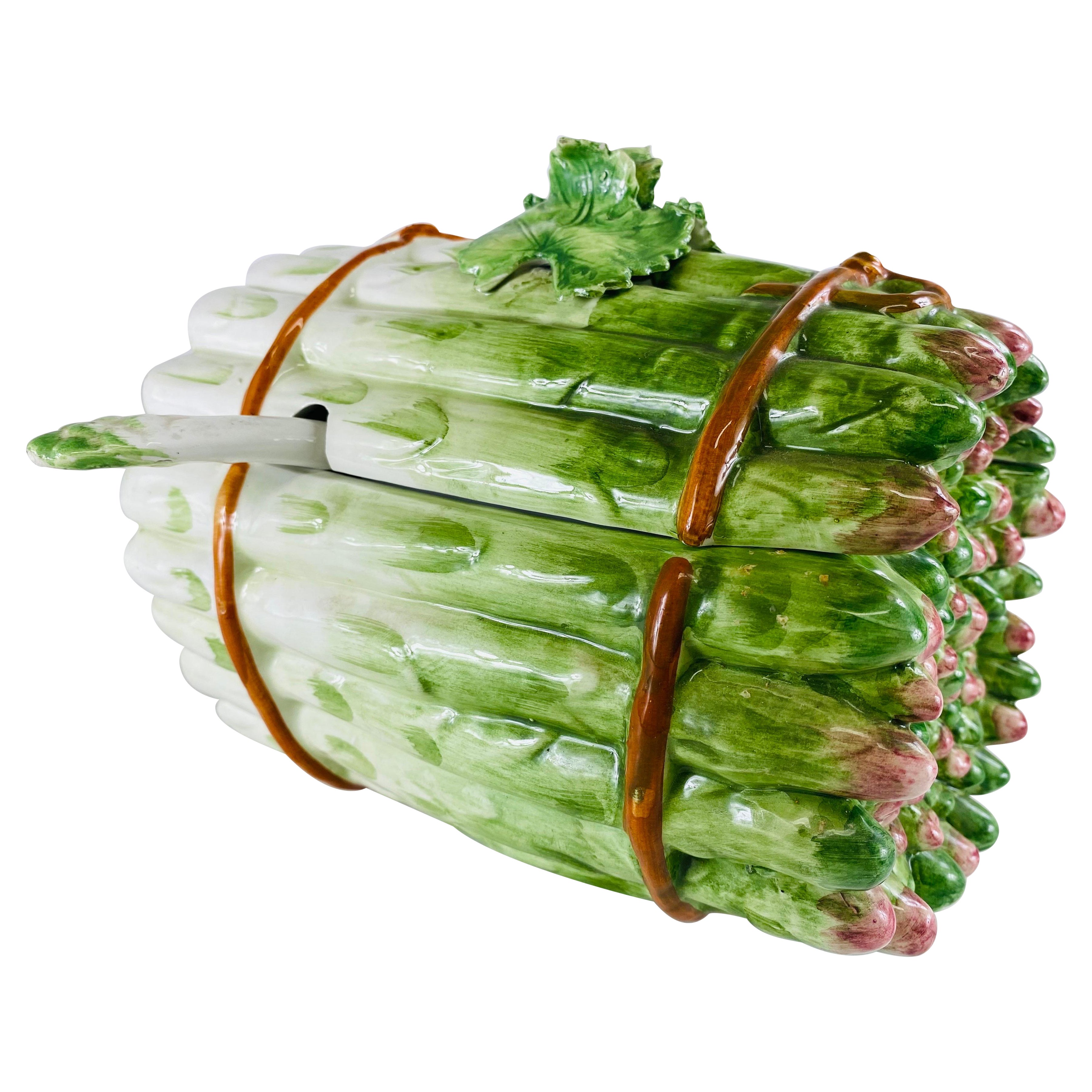 Grande terre à asperges en porcelaine peinte à la main