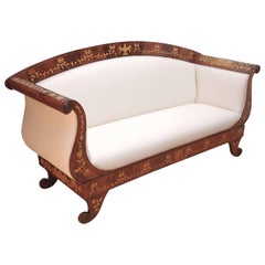 Used Empire Marquetry Sofa in Mahogany with Satinwood Inlays, circa 1820