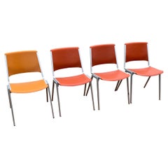 Ensemble de quatre chaises d'appoint Steelcase orange et ocre des années 1960, modèle n° 1278