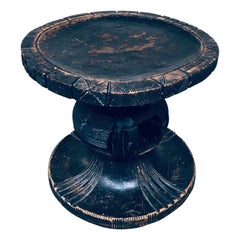 Handcrafted Carved Stained Wood low Stool, Africa 1950's