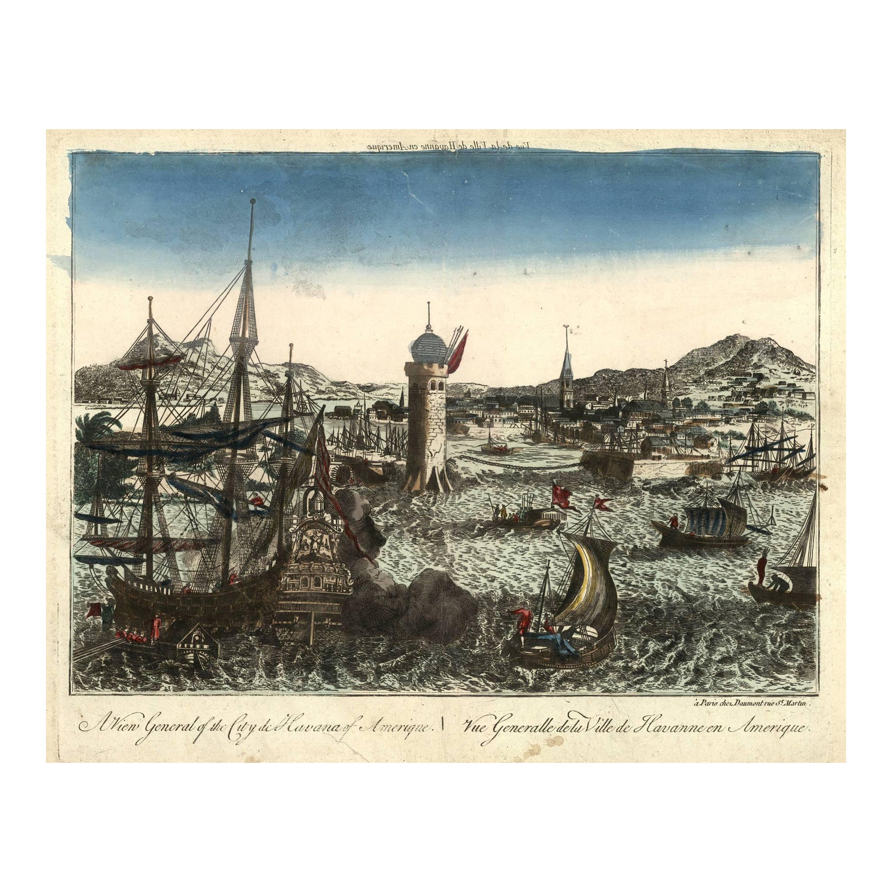 Vista Óptica de La Habana, Cuba: Vista general de la ciudad desde el mar, ca. 1770 en venta