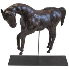 Italian Leather Horse Sculpture, circa 1880