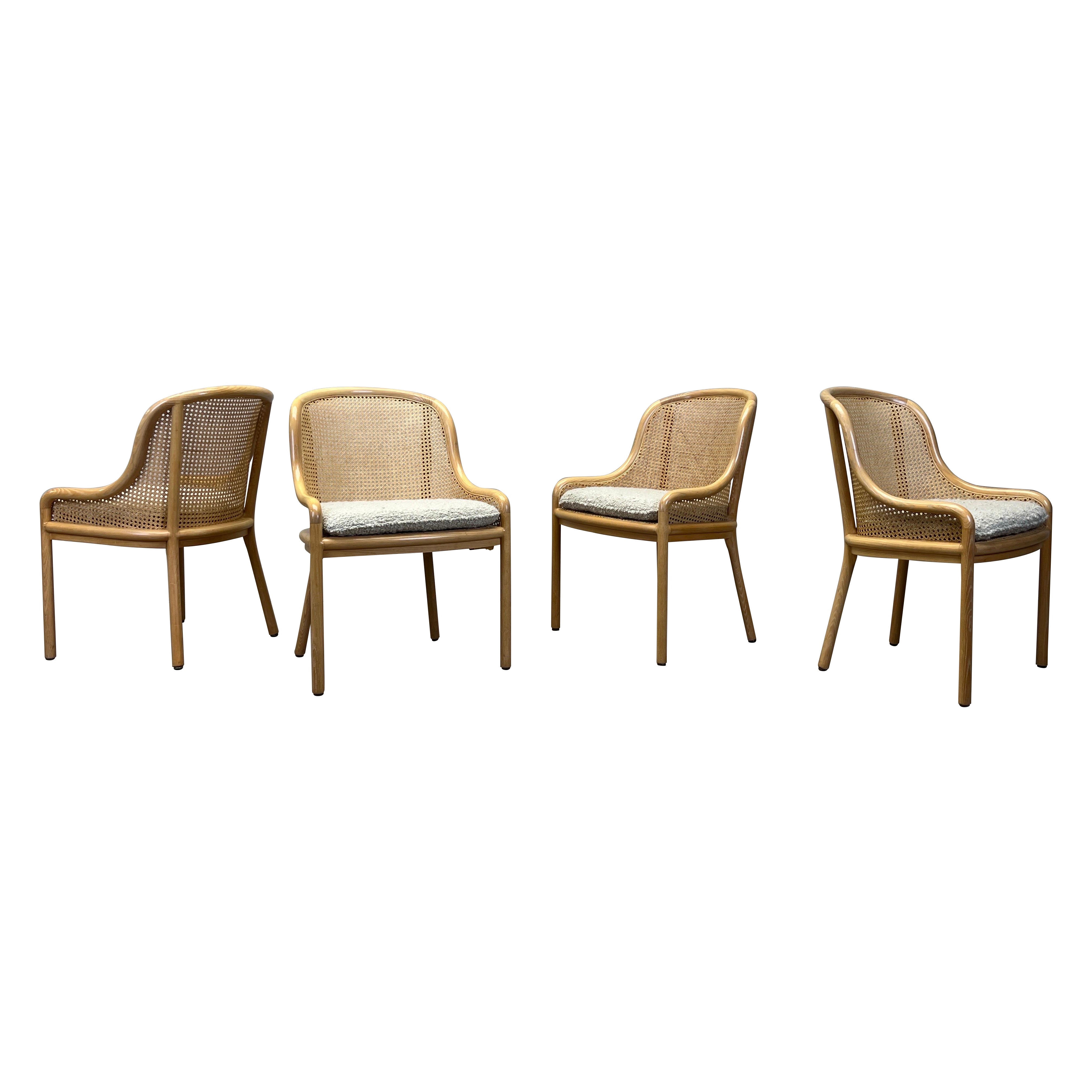 Four Chairs by Ward Bennett in Cane and Ash For Sale