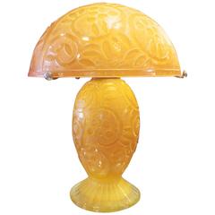 Large Daum Nancy French Art Deco Etched Glass Table Lamp 5