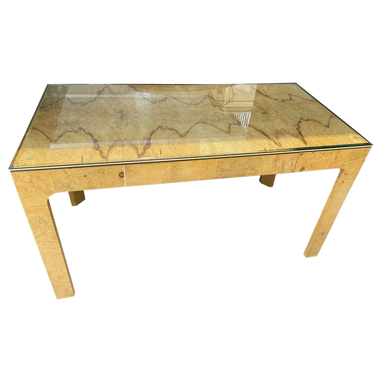 Henredon Scene Two Parsons Desk with Custom Glass Top For Sale