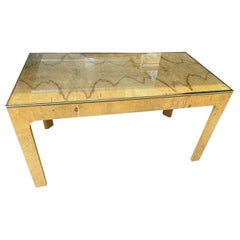 Henredon Scene Two Parsons Desk with Custom Glass Top