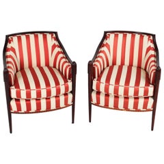 Spectacular Vintage Deco Influenced Silk Club Chairs by Barbara Barry for Baker