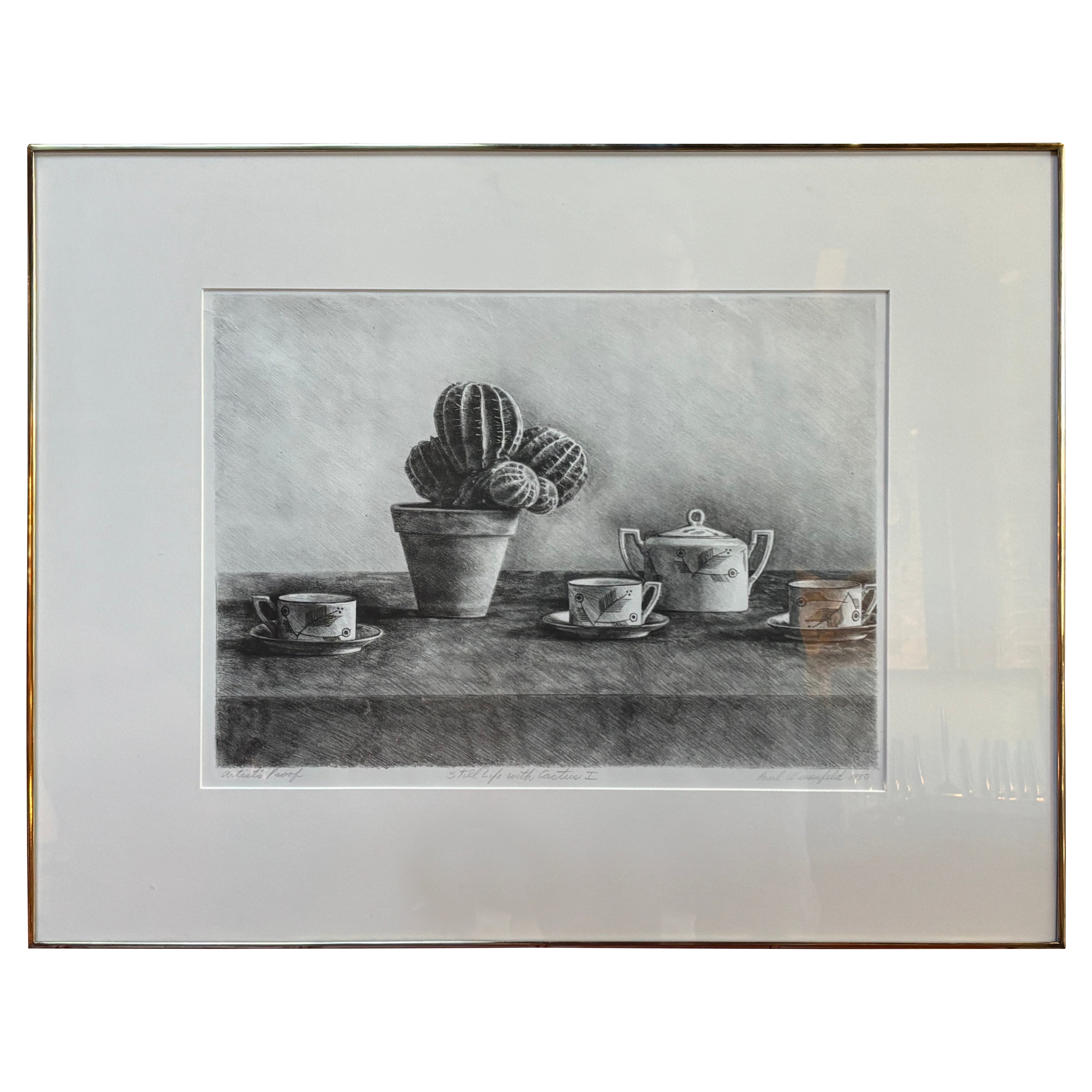 Paul Wiesenfeld Still Life with Cactus I Artist Proof Lithograph 1980