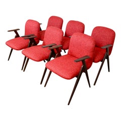Six chaises boussoles du milieu du siècle dernier de Luigi Vietti pour Besana, Italie