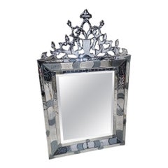 Vintage Venetian Etched And Beveled Wall Mirror