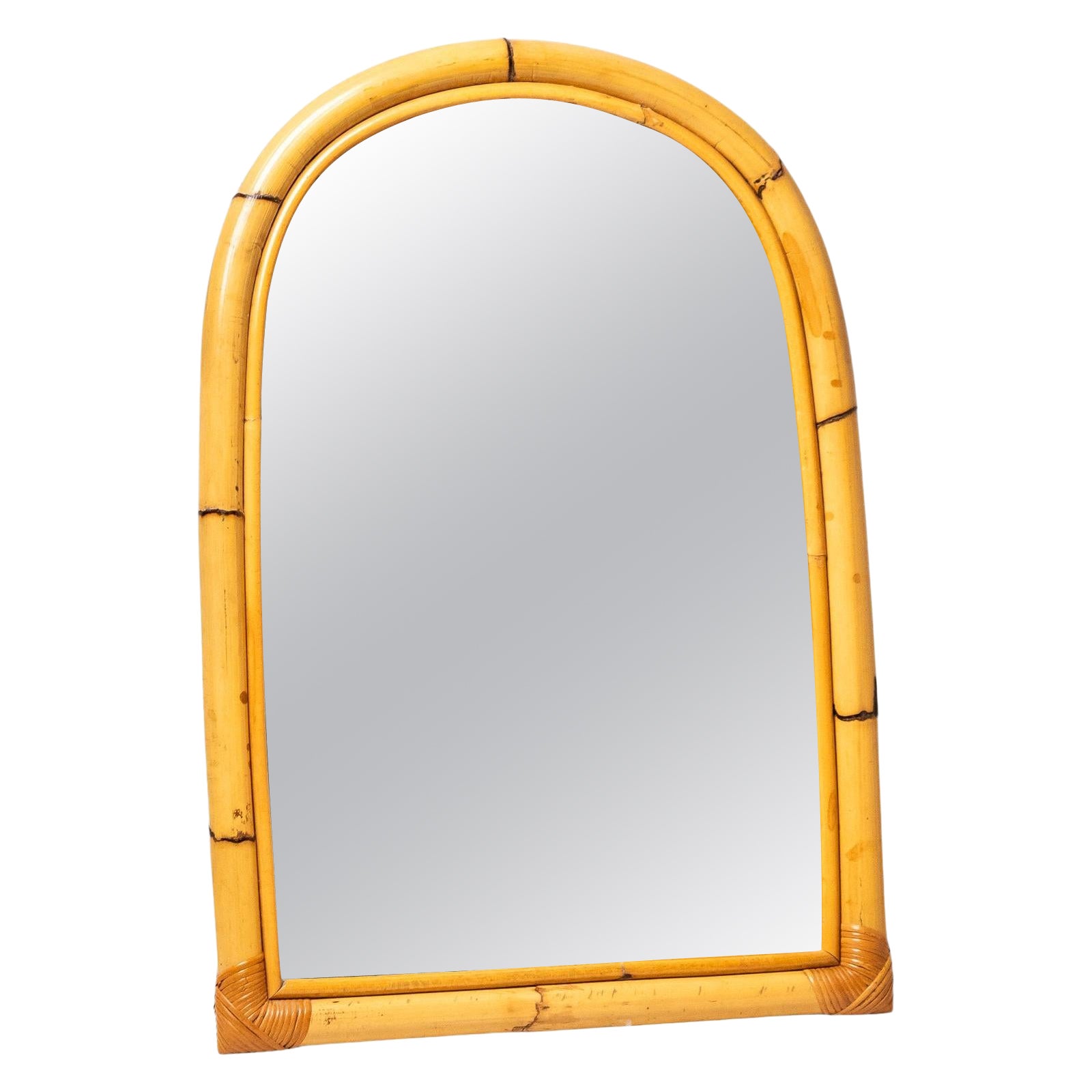 Arched bamboo mirror , 1970s