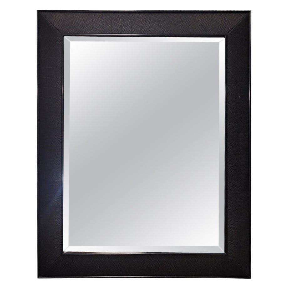 English black  mirror in braided leather by Simpsons of London For Sale