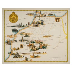 Gayraud, affiche vintage originale, carte du Maroc, Royal Air Maroc, Essaouira, 1950