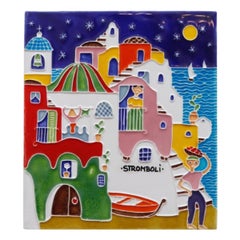 Mediterranean Houses Italian Hand Painted Tile Art by Creazioni Luciano