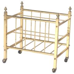 Brass Magazine Rack with Wheels, circa 1940