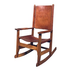 Chaise à bascule en cuir de Werner Biermann pour Arte Sano Bogota, Colombie, années 1960