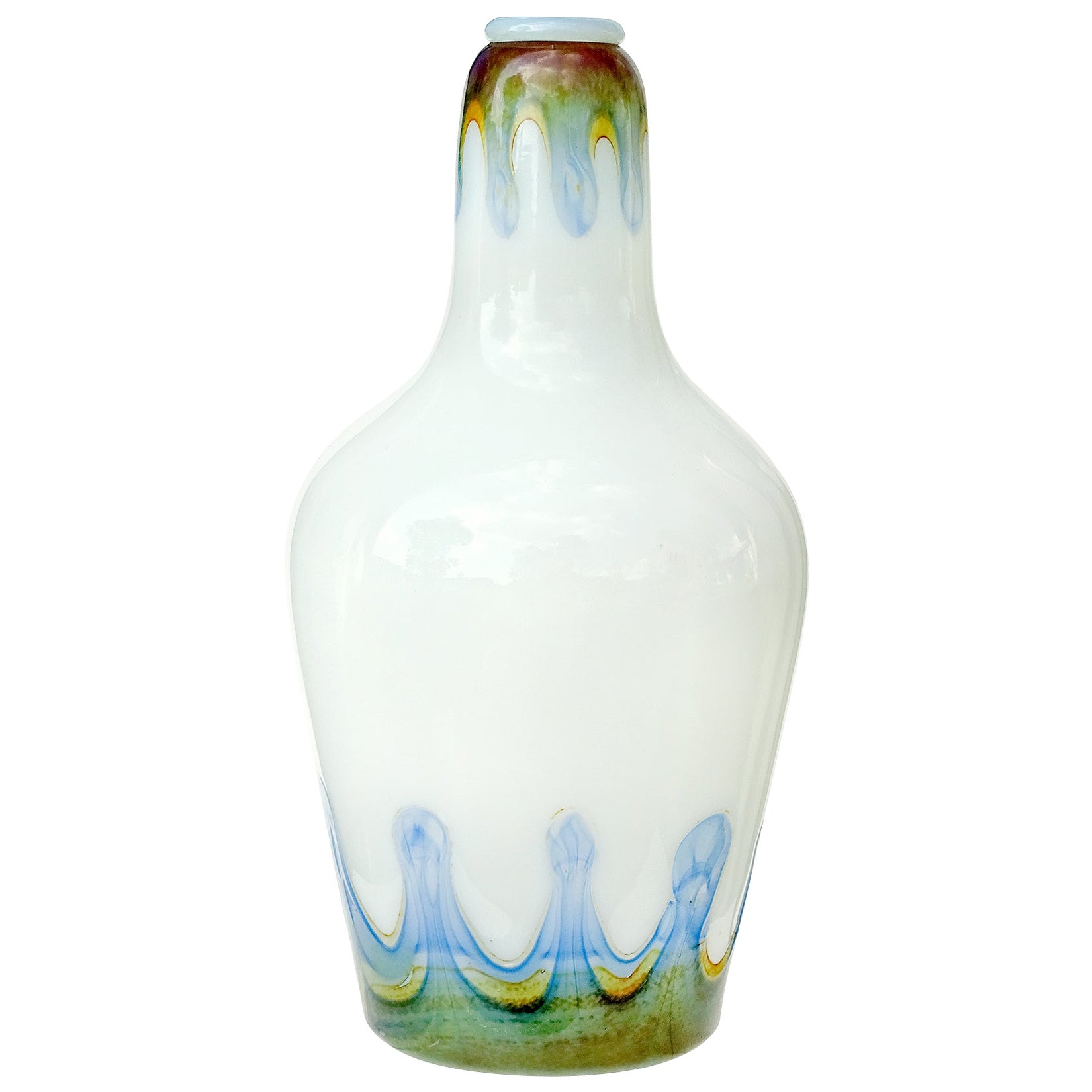 Barovier Toso Murano Ópalo Blanco Calcedonia Vidrio Artístico Italiano Pantalla Colgante en venta