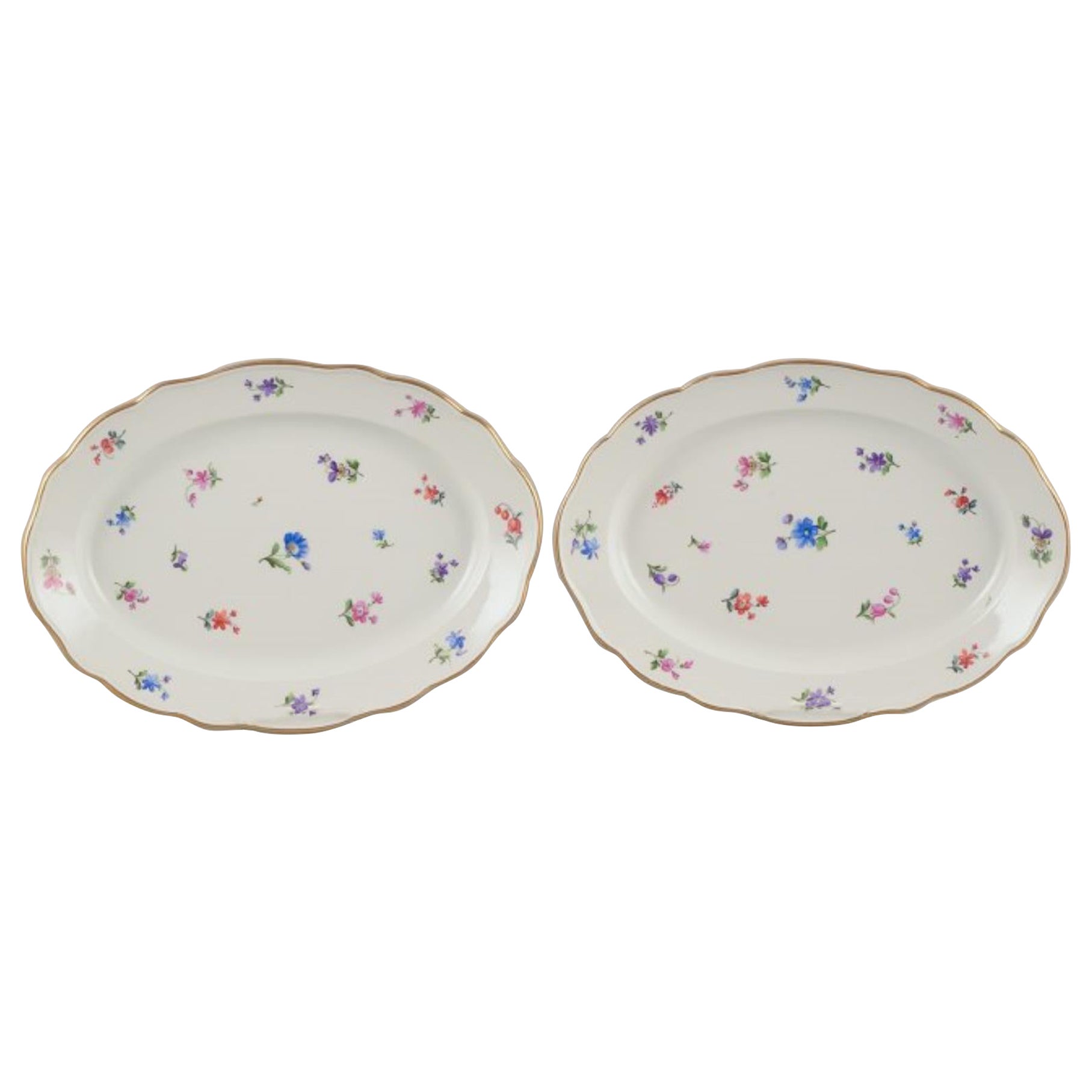 Meissen, Germania. Due piatti da portata ovali in porcellana. Ca. 1900