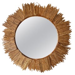 Rattan Sun Mirror by Vivai Del Sud. Italy, 1970s