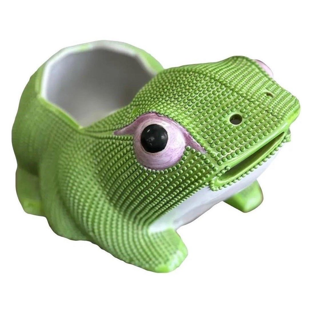 Antique Chinese Large Porcelain Green Frog Planter Cachepot
