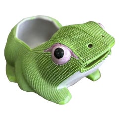 Antique Chinese Large Porcelain Green Frog Planter Cachepot