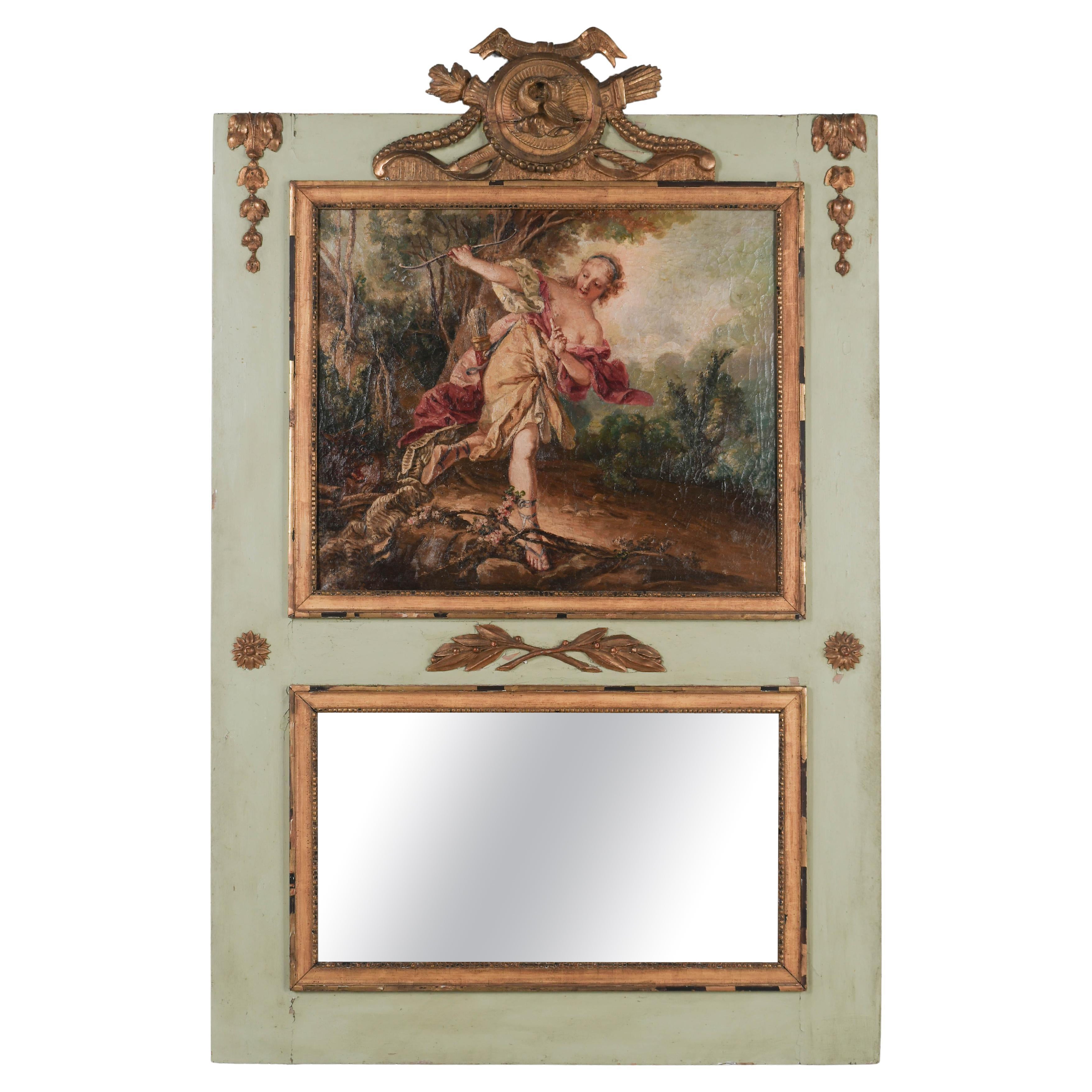 Espejo Trumeau Francés del Siglo XIX con Pintura
