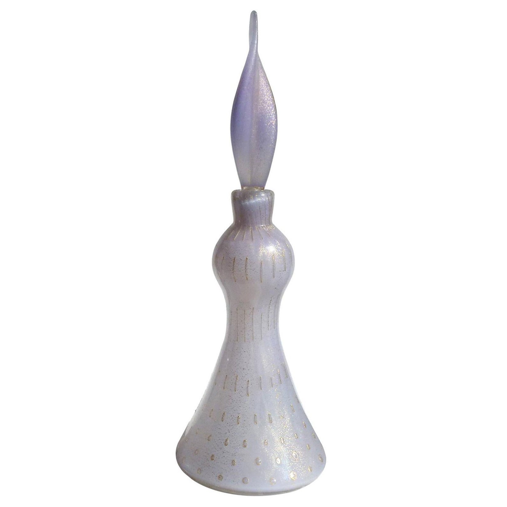Barbini Murano Lavanda Púrpura Motas Doradas Decantador de Perfume de Vidrio Artístico Italiano