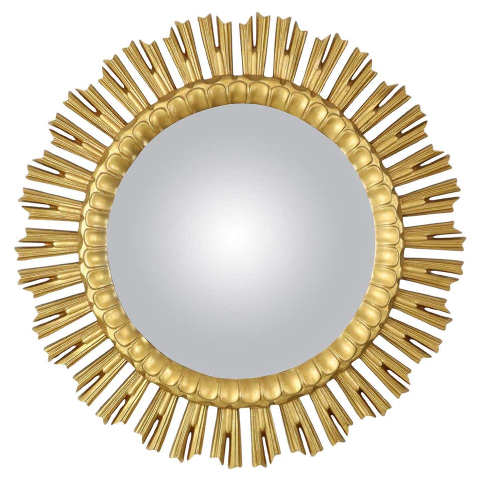 Deknudt Gold Leaf Gilded Wooden Sun Mirror Sunburst Convex 65cm For ...