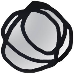 Spiegel-Spiegelschirm aus Seide mit schwarzem oder weißem Rahmen