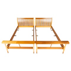 Pair of Walnut & Maple Twin Beds by Finn Juhl for Baker Furniture Company, 1951