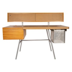 Leather, Primavera, and Steel Desk by George Nelson for Herman Miller, 1946