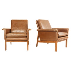 Pair Of Leather Arm Chairs by France and Son for France & Son, 1960's
