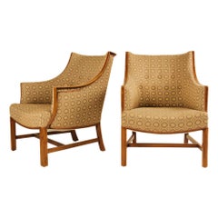 Pair of Mahogany Framed Upholstered Lounge Chairs by Frits Henningsen