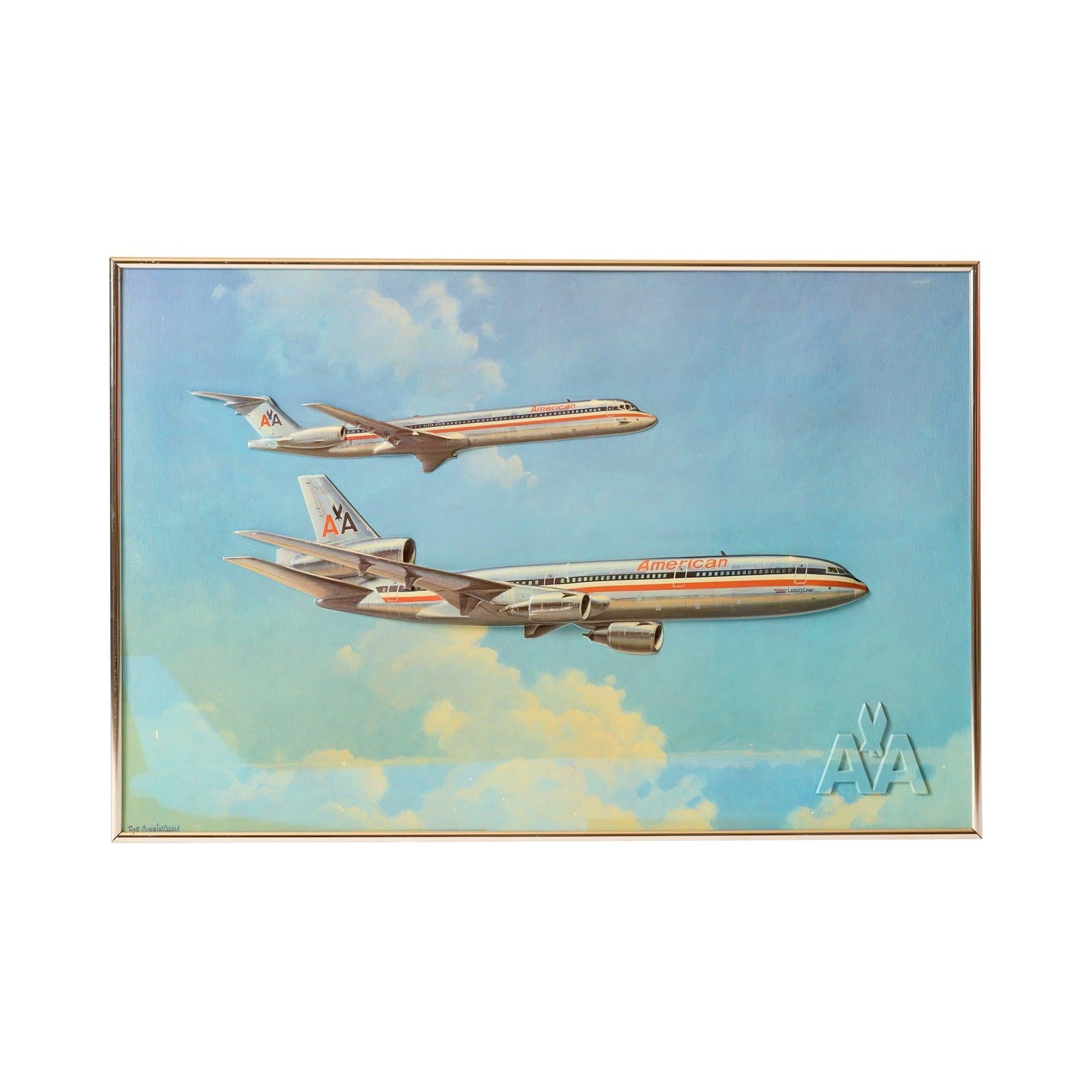 Vintage American Airlines Artwork by Bob Cunningham for American Airlines, 1970s For Sale
