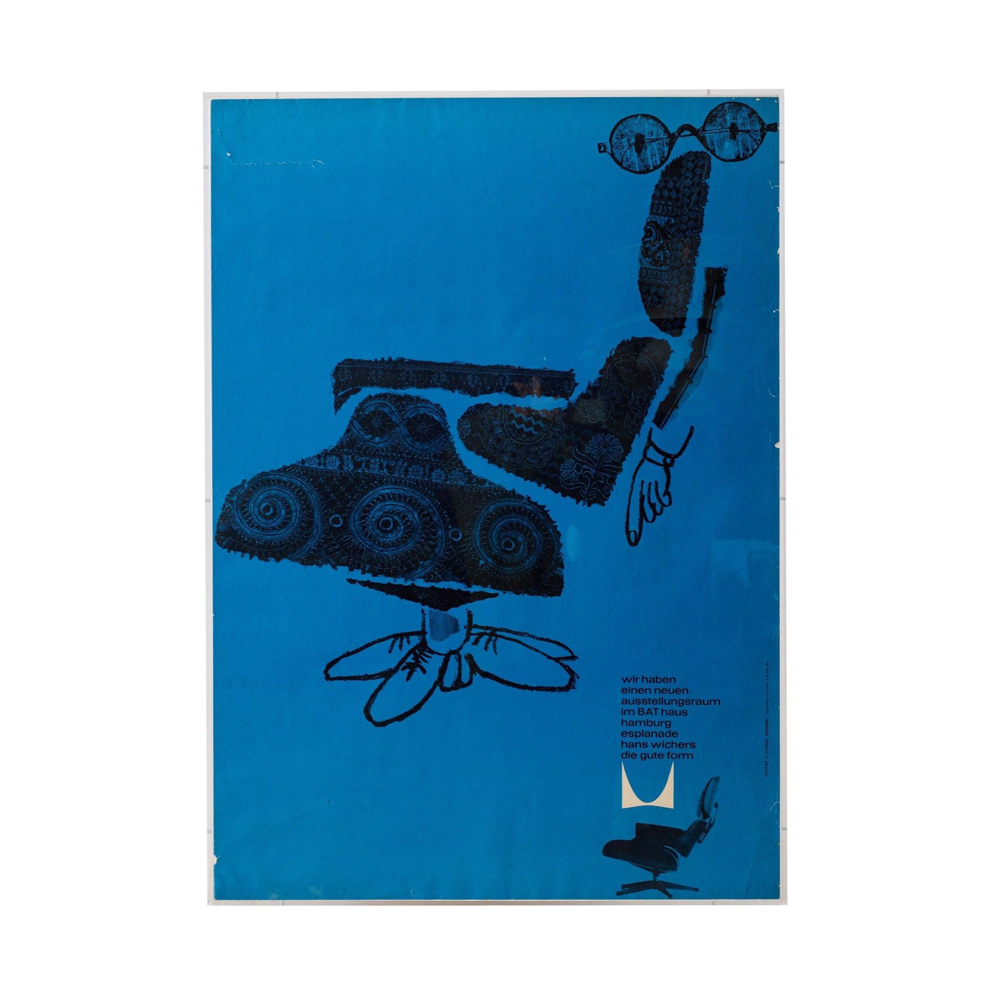 Eames 670 Lounge Chair vintage poster Attributed to Irving Harper, 1960s For Sale