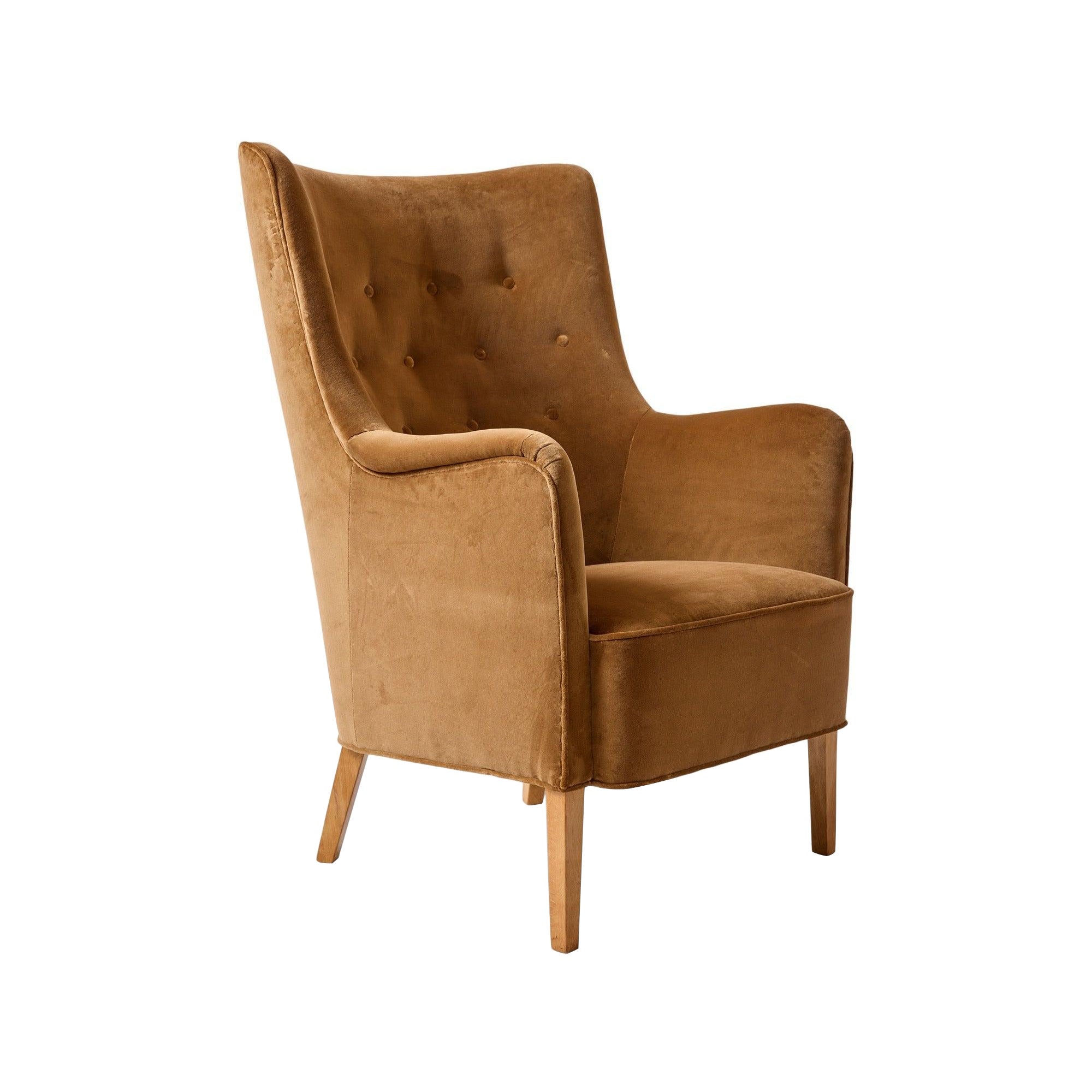 Brown Velvet Lounge Chair