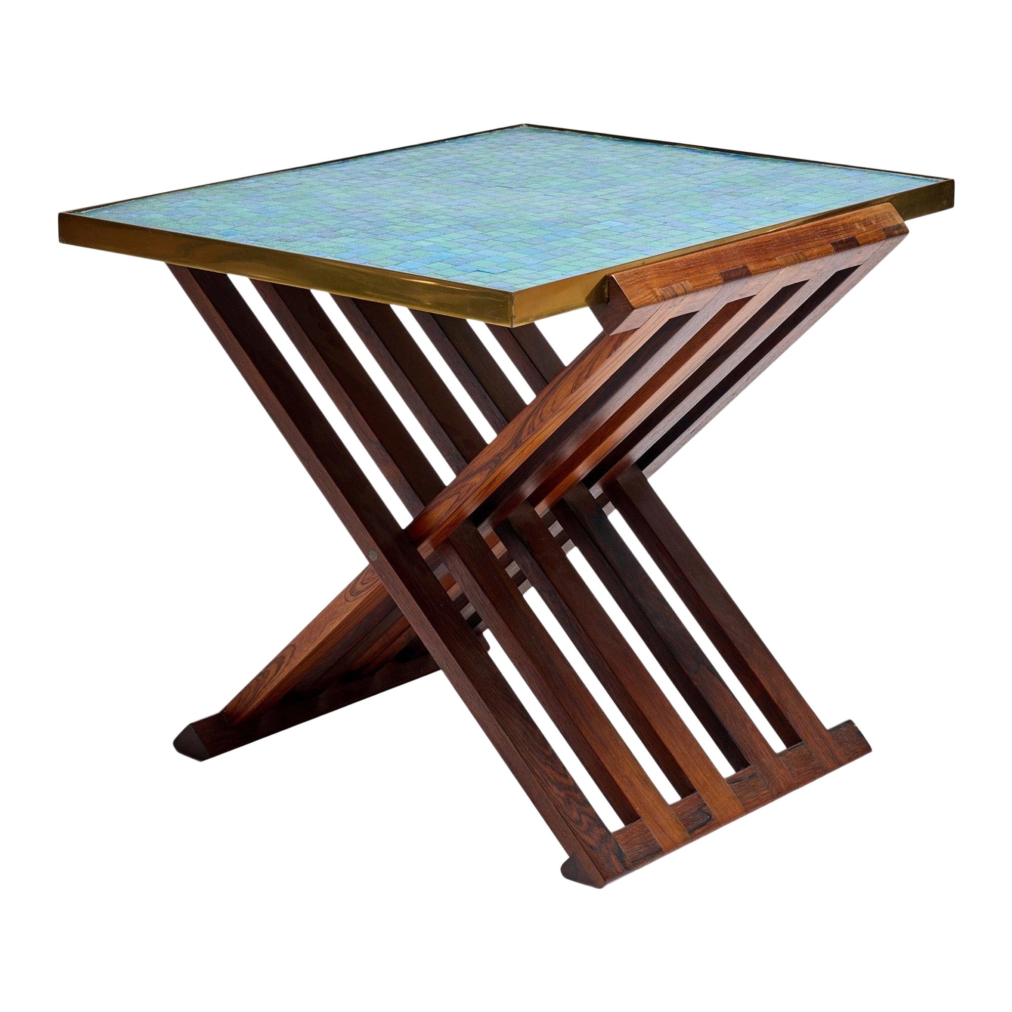 X-Base Mosaic Top Side Table by Edward Wormley for Dunbar, 1954 For Sale