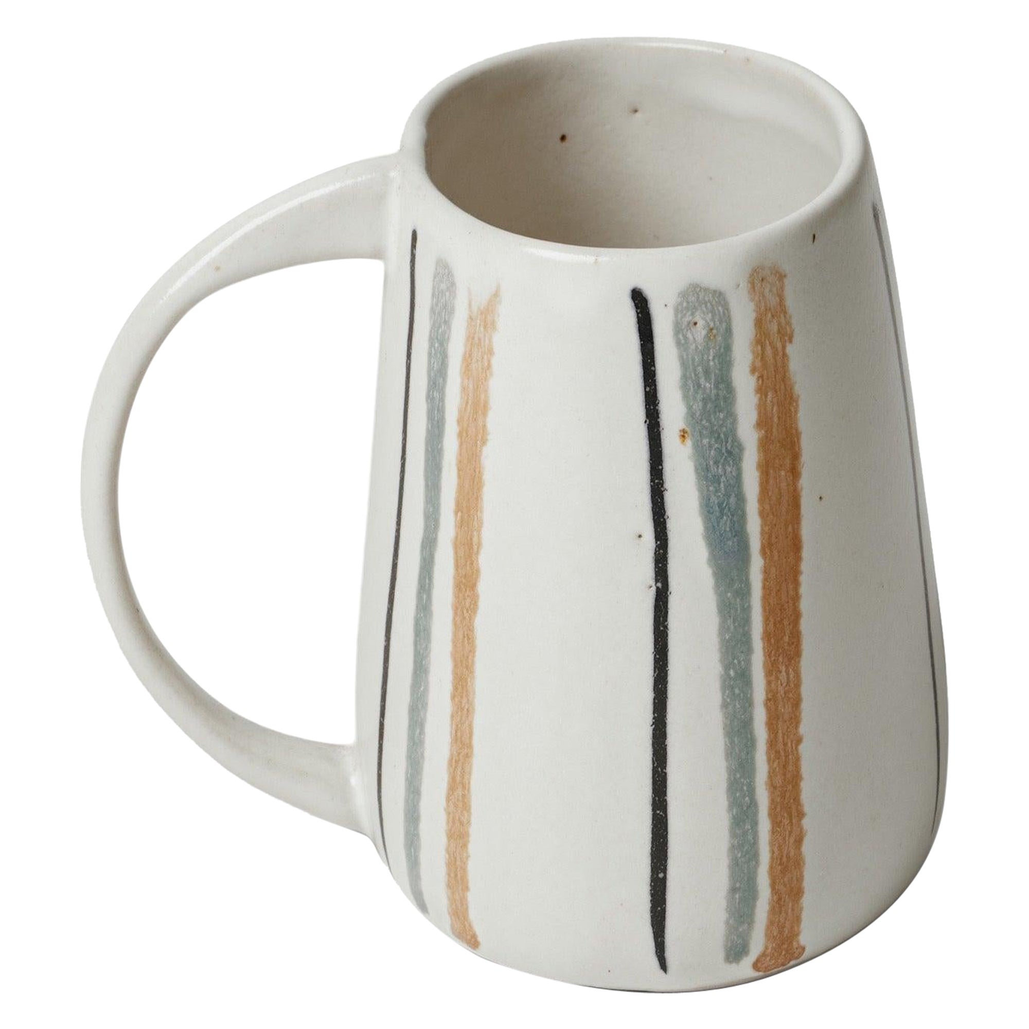 Striped Ceramic Oval Mug by David Gil for Bennington Potters, 1960s