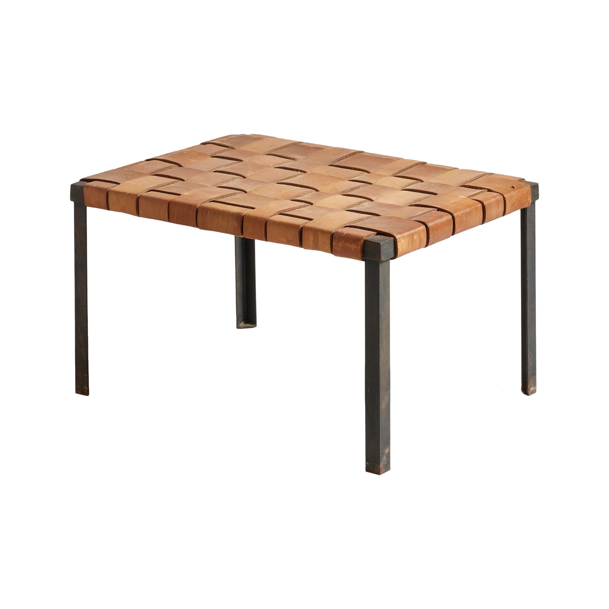 Tabouret en cuir tissé de Swift and Monell