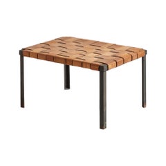 Woven Leather Stool by Swift and Monell