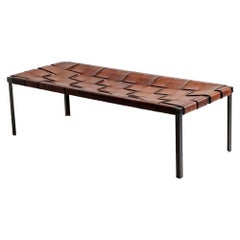 Woven Leather Bench by Swift and Monell