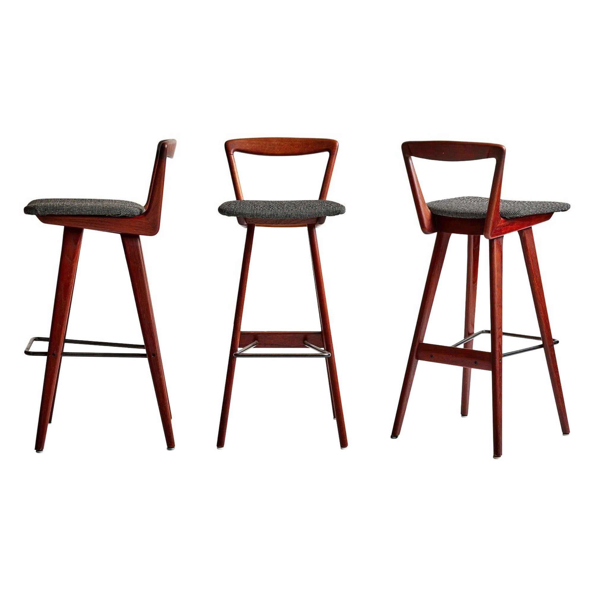 Set of Three Barstools by H. Rosengren Hansen for Brande Møbelindustri