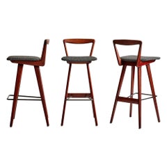 Set of Three Barstools by H. Rosengren Hansen for Brande Møbelindustri
