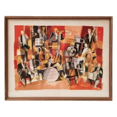 Musiker' Lithographiedruck von Camille Hilaire